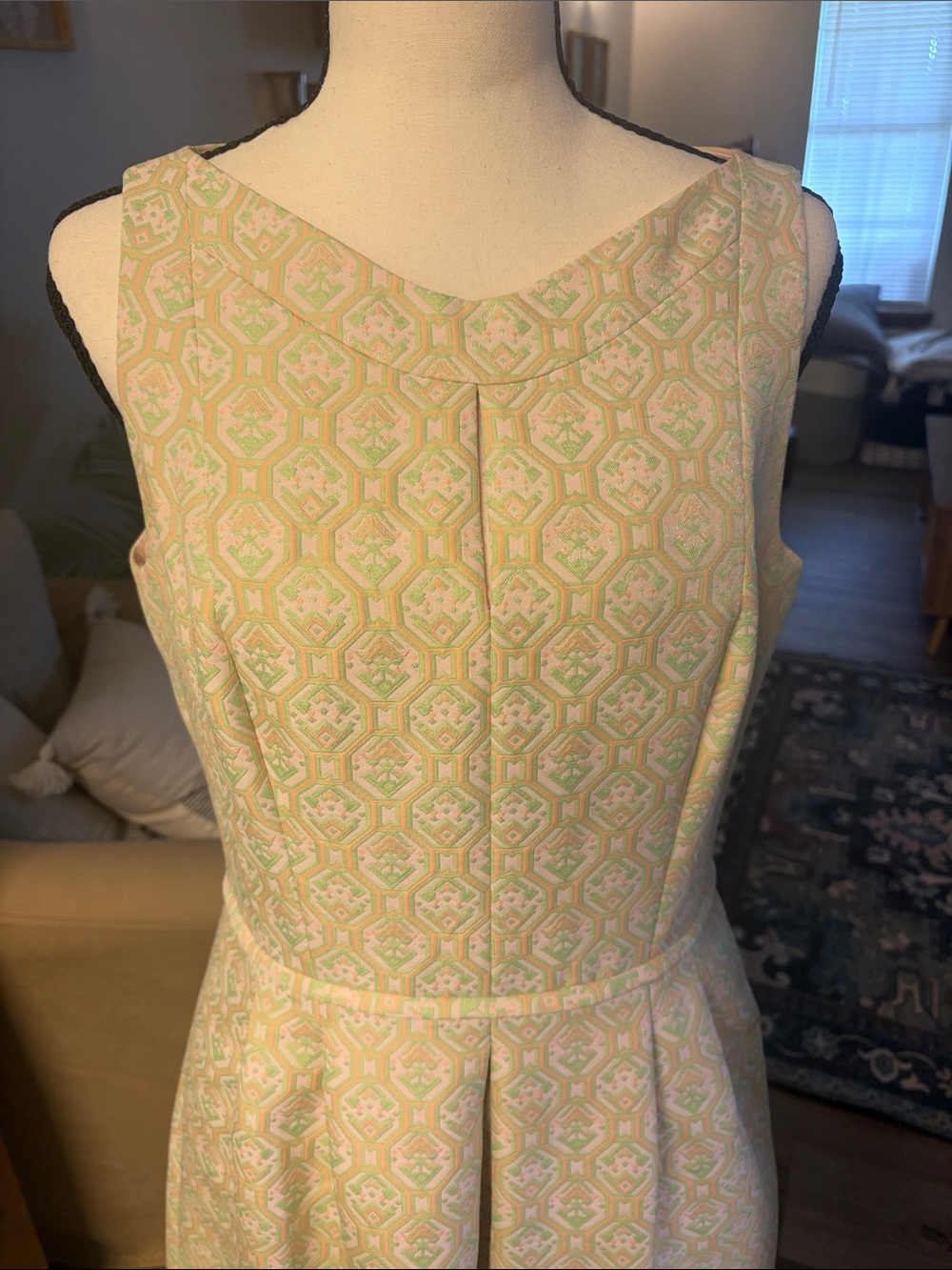 Sleeveless Midi Dress in Pastel Pink & Mint Green